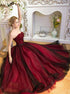 Burgundy Sweetheart Tulle A Line Lace Up Prom Dresses LBQ0477